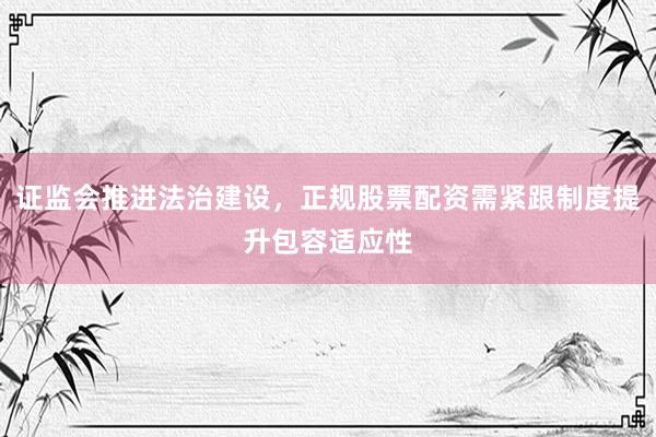 证监会推进法治建设，正规股票配资需紧跟制度提升包容适应性