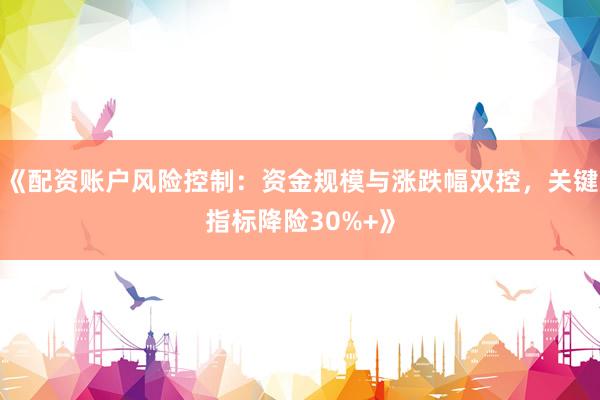 《配资账户风险控制：资金规模与涨跌幅双控，关键指标降险30%+》