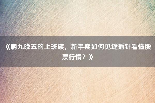 《朝九晚五的上班族，新手期如何见缝插针看懂股票行情？》