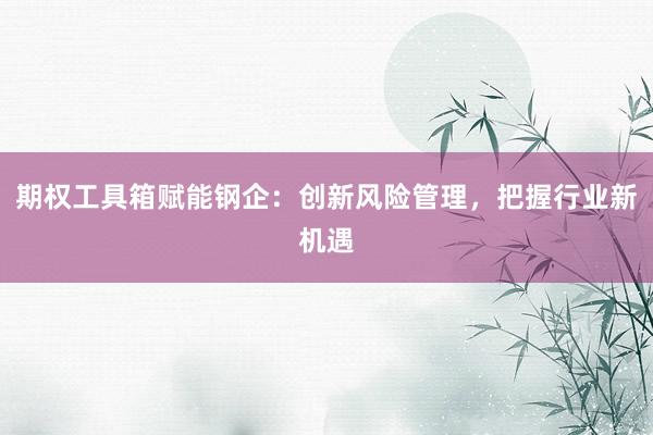 期权工具箱赋能钢企：创新风险管理，把握行业新机遇