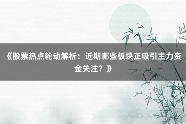 《股票热点轮动解析：近期哪些板块正吸引主力资金关注？》