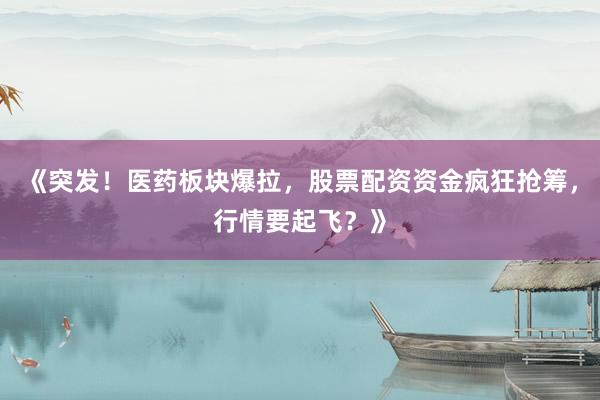 《突发！医药板块爆拉，股票配资资金疯狂抢筹，行情要起飞？》